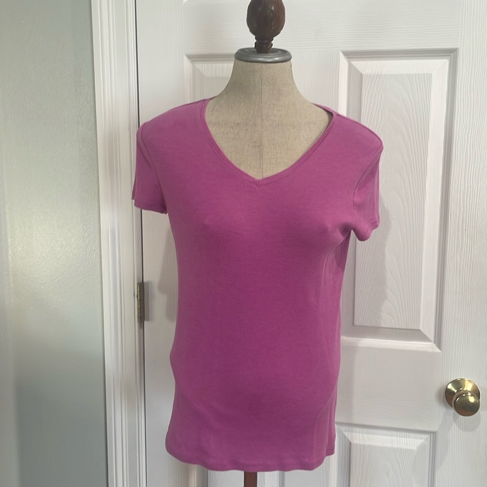Faded Glory V neck Genuine Tee short sleeve 100% cotton pink women’s size M 8 10